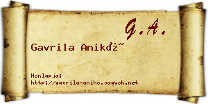 Gavrila Anikó névjegykártya